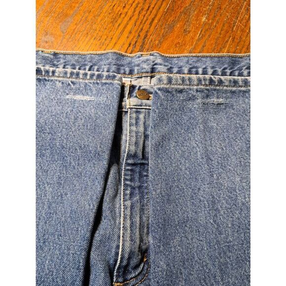 42x32 Carhartt Traditional Fit Straight Leg Denim Blue Jeans w Pockets Belt Loop - Picture 4 of 5